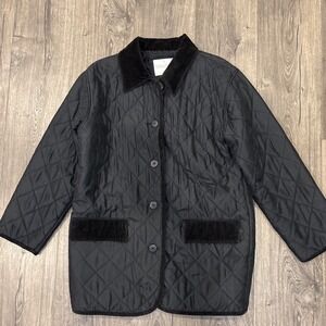 Vintage y2k Casual Corner Quilted 100% Silk Jacket Black Women's Small